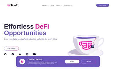 Website screenshot of Tea-Fi (2026-05-21)