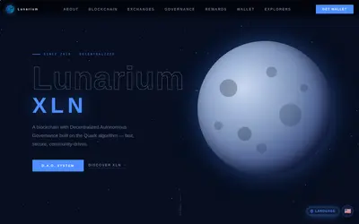 Website screenshot of Lunarium Coin (2026-05-20)