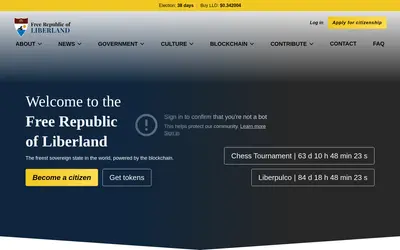 Website screenshot of Liberland Merit (2026-05-21)