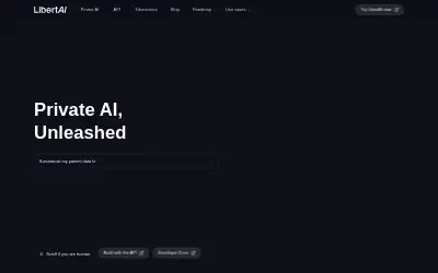 Website screenshot of LibertAI (2026-05-26)
