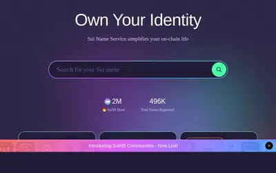 Website screenshot of SuiNS Token (2026-05-21)