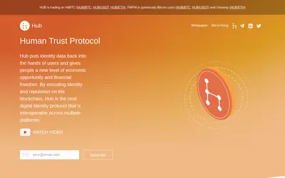 Website screenshot of Hub Token (2026-05-22)