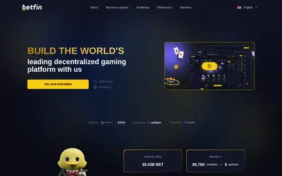 Website screenshot of Betfin token (2026-04-25)