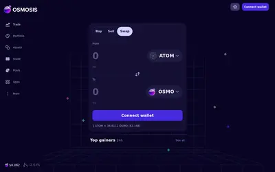Website screenshot of Osmosis allBTC (2026-05-22)
