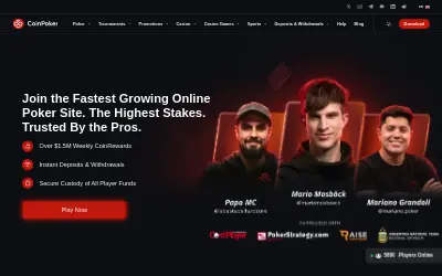 Website screenshot of CoinPoker (2026-05-23)
