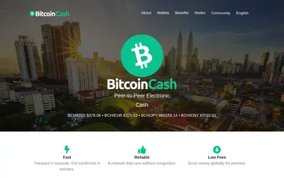 Website screenshot of Bitcoin Cash (2026-05-22)