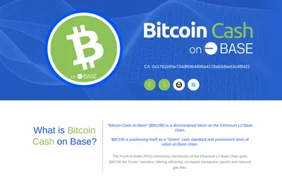 Website screenshot of Bitcoin Cash on Base (2026-04-19)