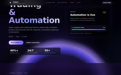 Website screenshot of HedgeFi (2026-05-22)