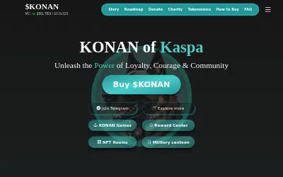 Website screenshot of KONAN of Kaspa (2026-06-01)