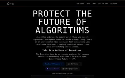 Website screenshot of The Innovation Game (2026-04-26)