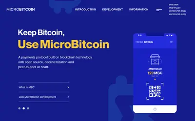 Website screenshot of MicroBitcoin (2026-05-22)