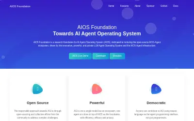 Website screenshot of AIOS Foundation (2026-06-02)