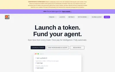 Website screenshot of BankrCoin (2026-05-22)