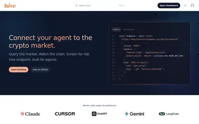 Website screenshot of Hive Intelligence (2026-05-22)