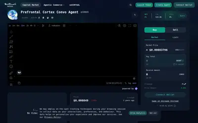 Website screenshot of Prefrontal Cortex Convo Agent by Virtuals (2026-05-20)