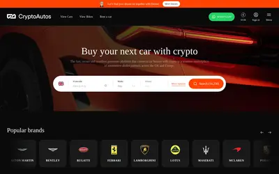 Website screenshot of CryptoAutos (2026-05-21)