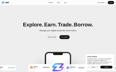 Website screenshot of ZND Token (2026-04-20)