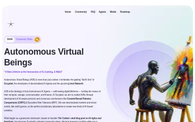 Website screenshot of Autonomous Virtual Beings (2026-06-02)
