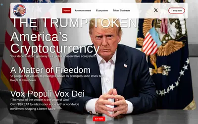 Website screenshot of TheTrumpToken (2026-04-25)