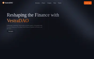 Website screenshot of Vestra DAO (2026-06-02)