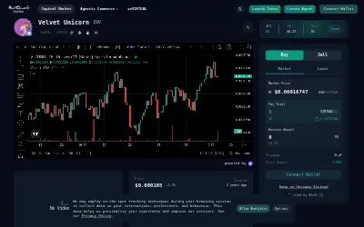 Website screenshot of Velvet Unicorn by Virtuals (2026-05-26)