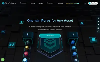 Website screenshot of SynFutures (2026-05-26)