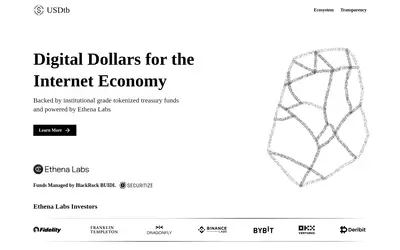 Website screenshot of USDtb (2026-05-21)