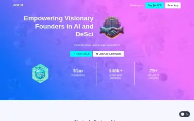 Website screenshot of aixCB by Virtuals (2026-05-26)