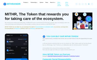 Website screenshot of Mithrandir Token (2026-04-26)