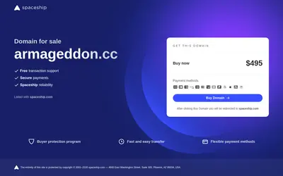 Website screenshot of Armageddon (2026-04-21)