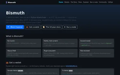 Website screenshot of Bismuth (2026-06-24)