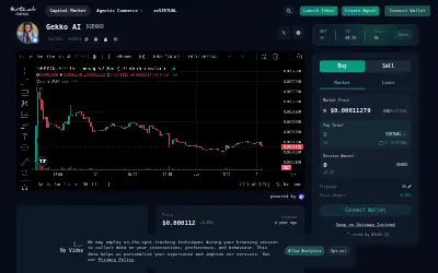 Website screenshot of Gekko AI by Virtuals (2026-06-02)