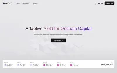 Website screenshot of Avant Staked USD (2026-05-21)