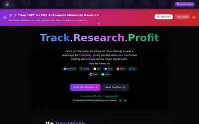 Website screenshot of TrenchBuddy (2026-05-21)