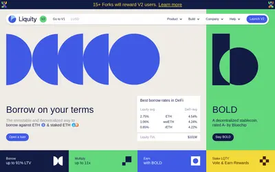 Website screenshot of Liquity BOLD (2026-05-21)