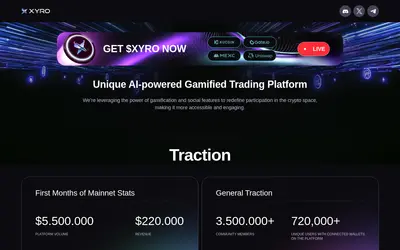 Website screenshot of XYRO (2026-05-21)