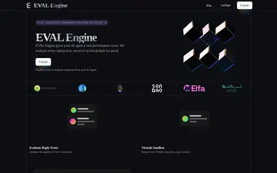 Website screenshot of Chromia's EVAL by Virtuals (2026-05-22)