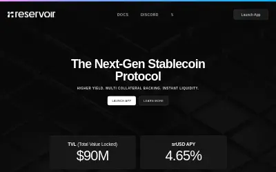 Website screenshot of Reservoir rUSD (2026-05-27)