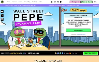 Website screenshot of Wall Street Pepe (2026-04-25)