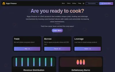 Website screenshot of Eggs Finance (2026-06-02)