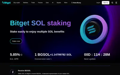 Website screenshot of Bitget Staked SOL (2026-04-25)