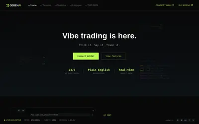 Website screenshot of Degen AI by Virtuals (2026-05-21)