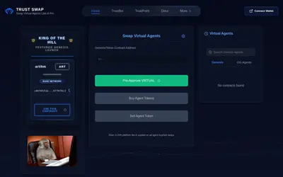 Website screenshot of $TRUST ME BROs by Virtuals (2026-05-20)