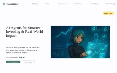 Website screenshot of Trackgood AI (2026-05-27)