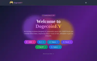 Website screenshot of DogecoinEV (2026-05-20)