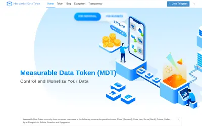 Website screenshot of Measurable Data Token (2026-05-29)
