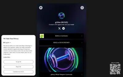 Website screenshot of gAInzy (2026-04-24)