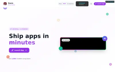 Website screenshot of ZARA AI (2026-04-26)