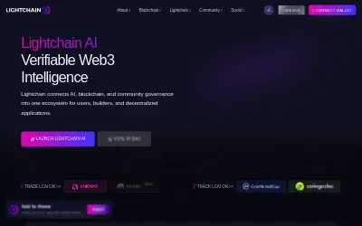 Website screenshot of Lightchain AI (2026-05-27)