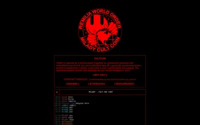 Website screenshot of Milady Cult Coin (2026-04-26)